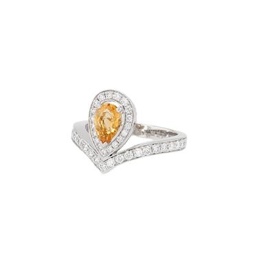 Bague Chaumet Joséphine Aigrette en or blanc, diamants et citrine