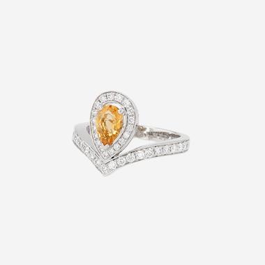 Bague Chaumet Joséphine Aigrette en or blanc, diamants et citrine