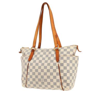 Borsa Louis Vuitton  Totally in tela a scacchi azzurro e pelle naturale