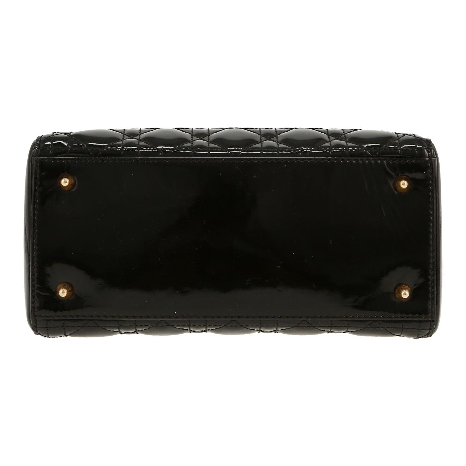 Dior  Lady Dior handbag  in black patent leather - Detail D1