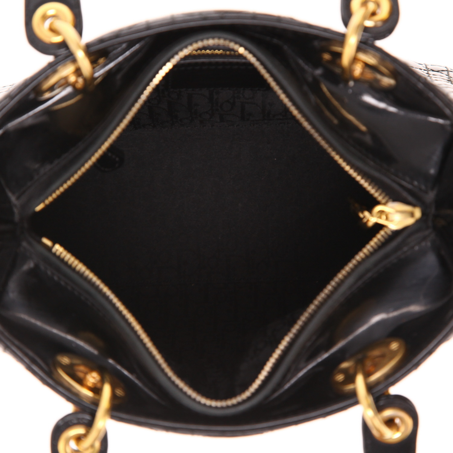 Dior  Lady Dior handbag  in black patent leather - Detail D3