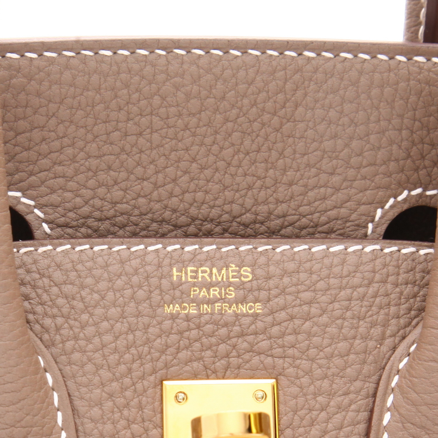 Bolso de mano Hermès  Birkin 25 cm en cuero togo marrón etoupe - Detail D2