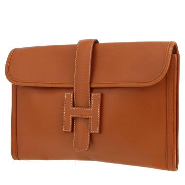 Pochette Hermès  Jige en cuir Courchevel gold