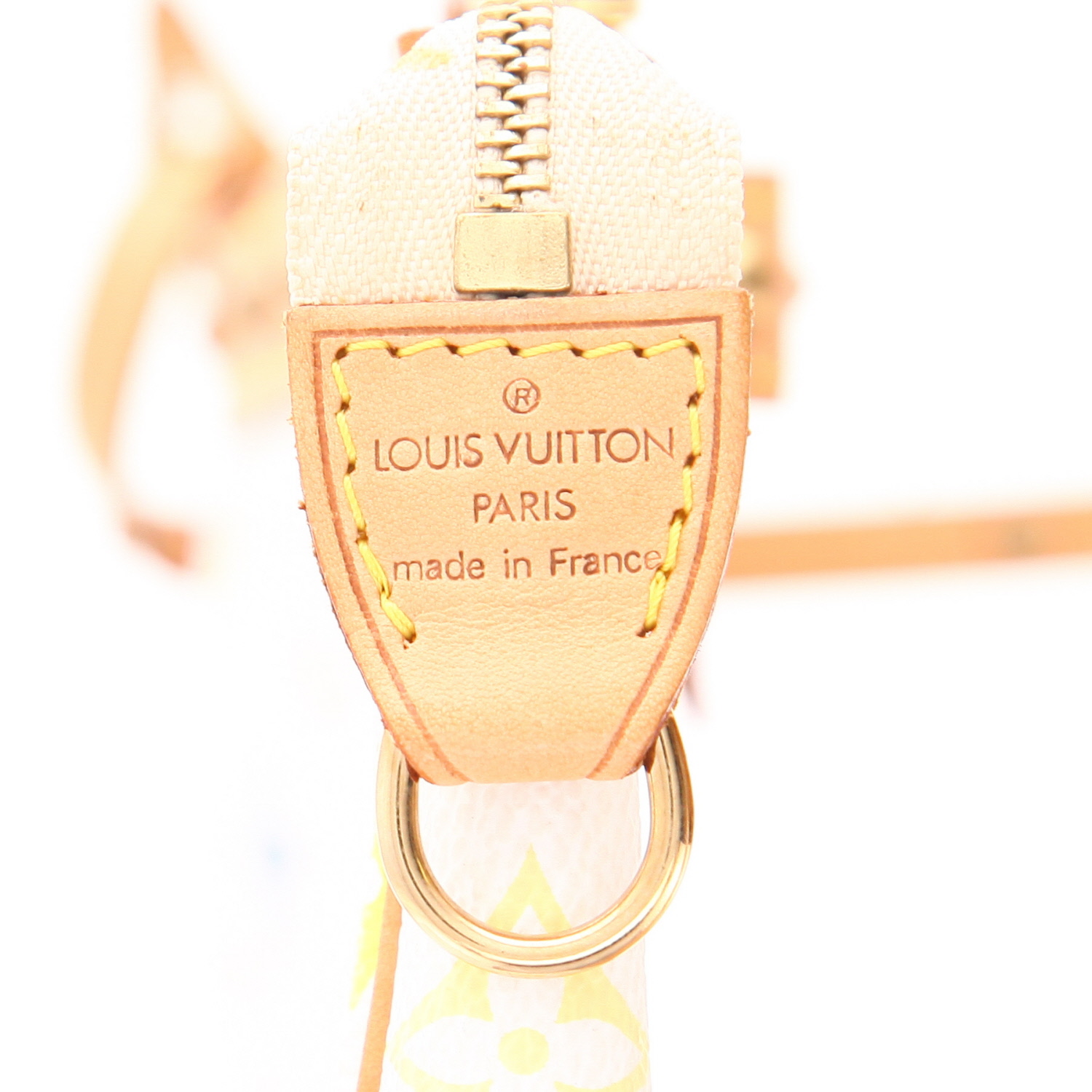 Louis Vuitton  Pochette accessoires handbag  in white and multicolor monogram canvas  and natural leather - Detail D2