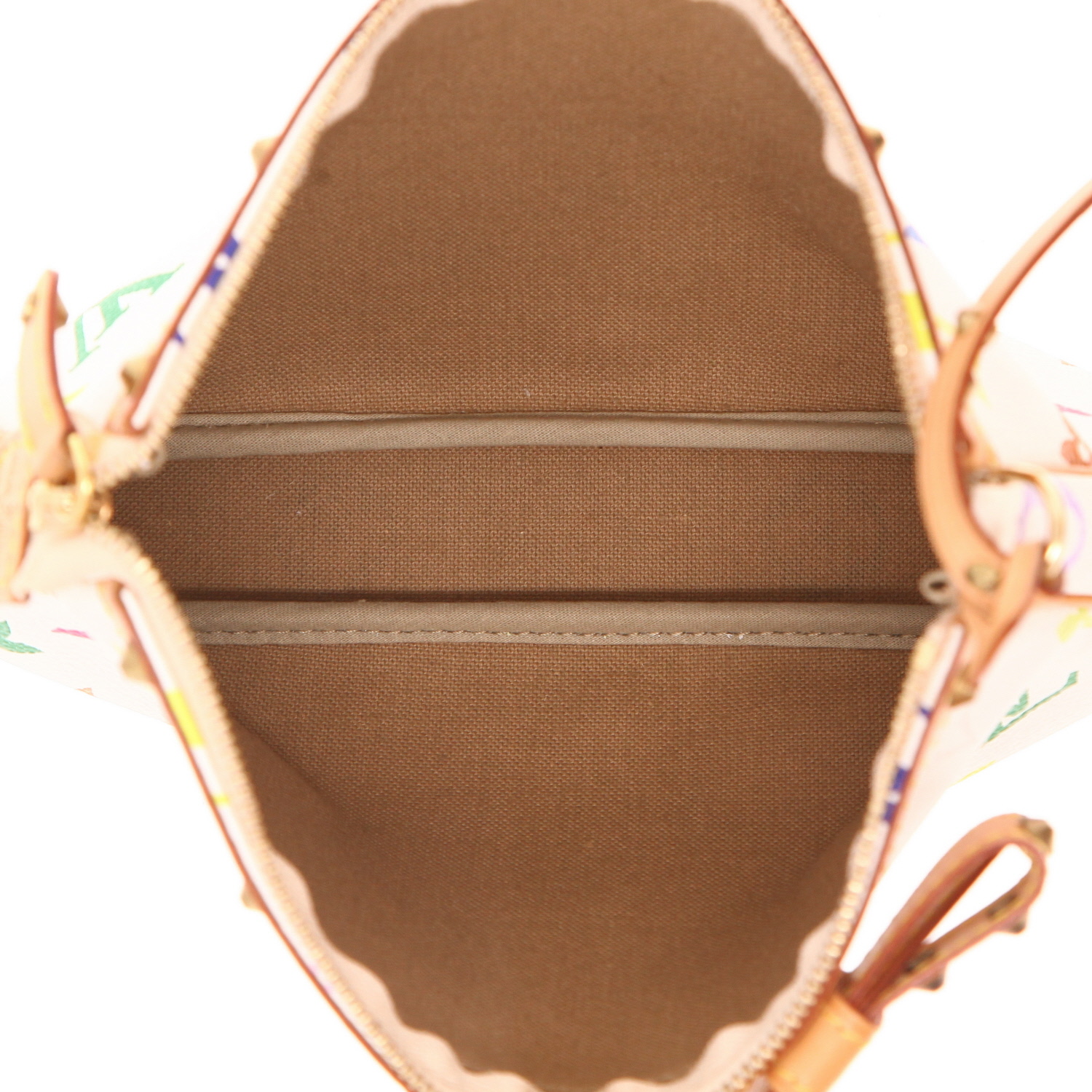 Louis Vuitton  Pochette accessoires handbag  in white and multicolor monogram canvas  and natural leather - Detail D3