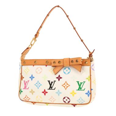 Sac à main Louis Vuitton  Pochette accessoires en toile monogram blanche et multicolore et cuir naturel