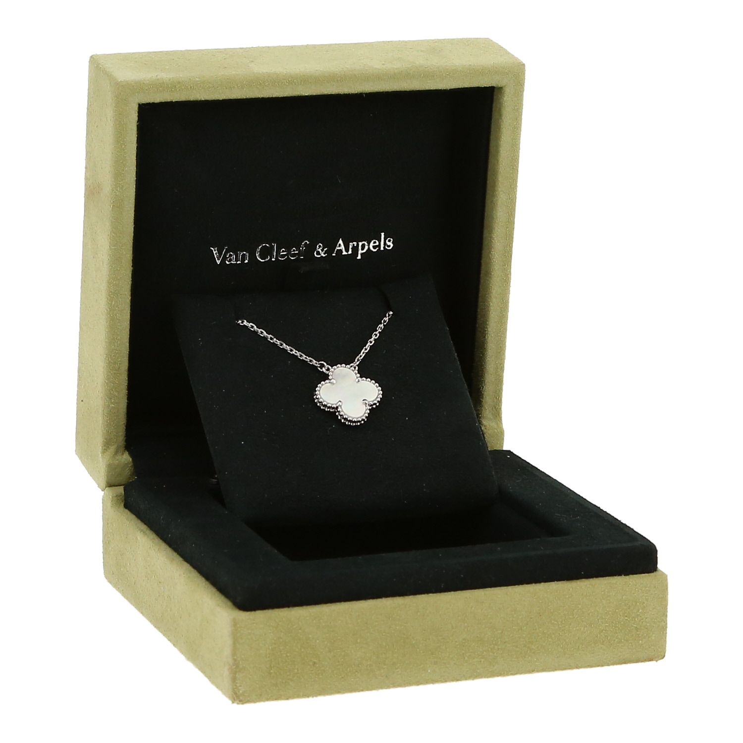 Collier Van Cleef & Arpels Vintage Alhambra en or blanc et nacre - Detail D2