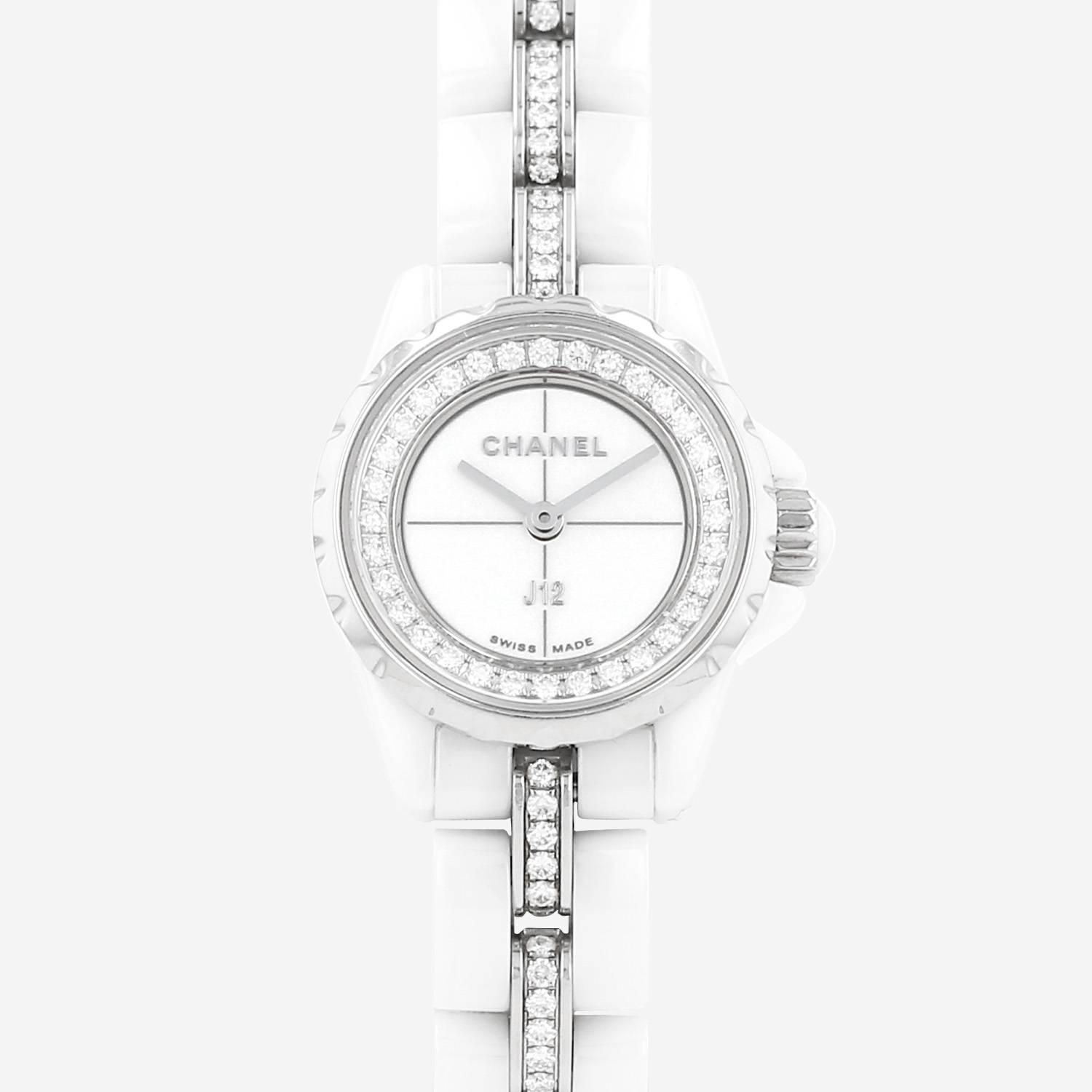 Reloj Chanel J12 Joaillerie de cerámica blanca y acero Circa 2020
