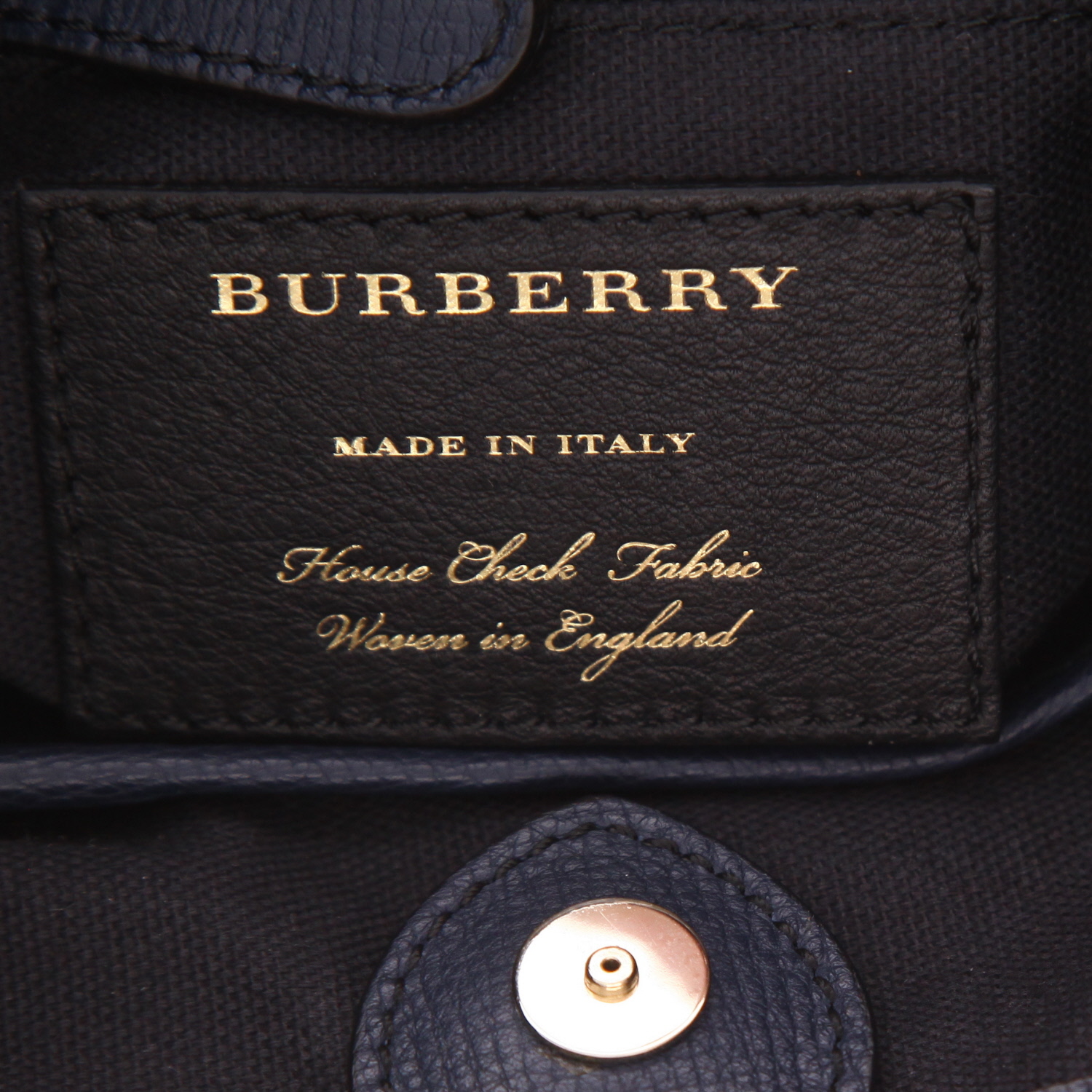 Bolso bandolera Burberry  The Baby Banner en cuero azul marino y lona revestida Haymarket - Detail D2