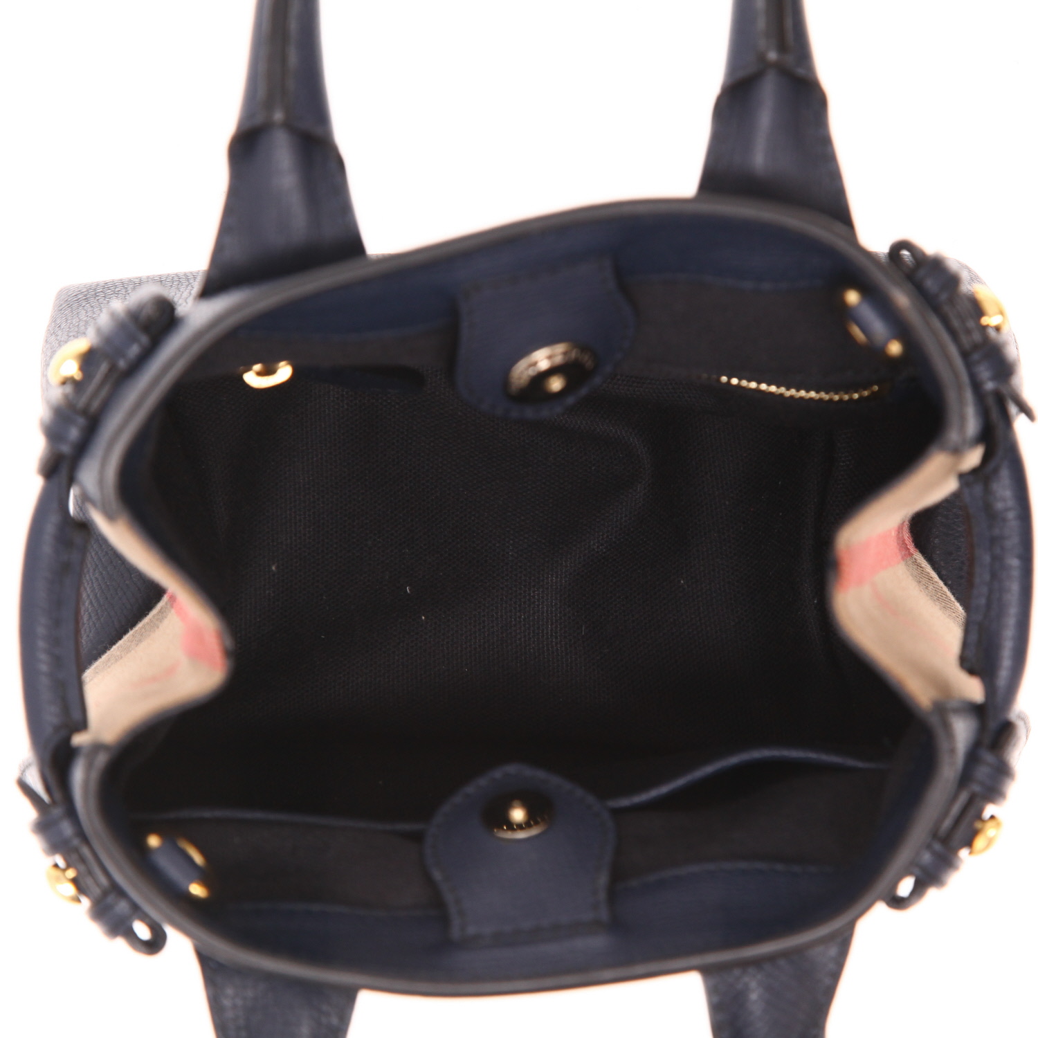 Borsa a tracolla Burberry  The Baby Banner in pelle blu marino e tela cerata Haymarket - Detail D3