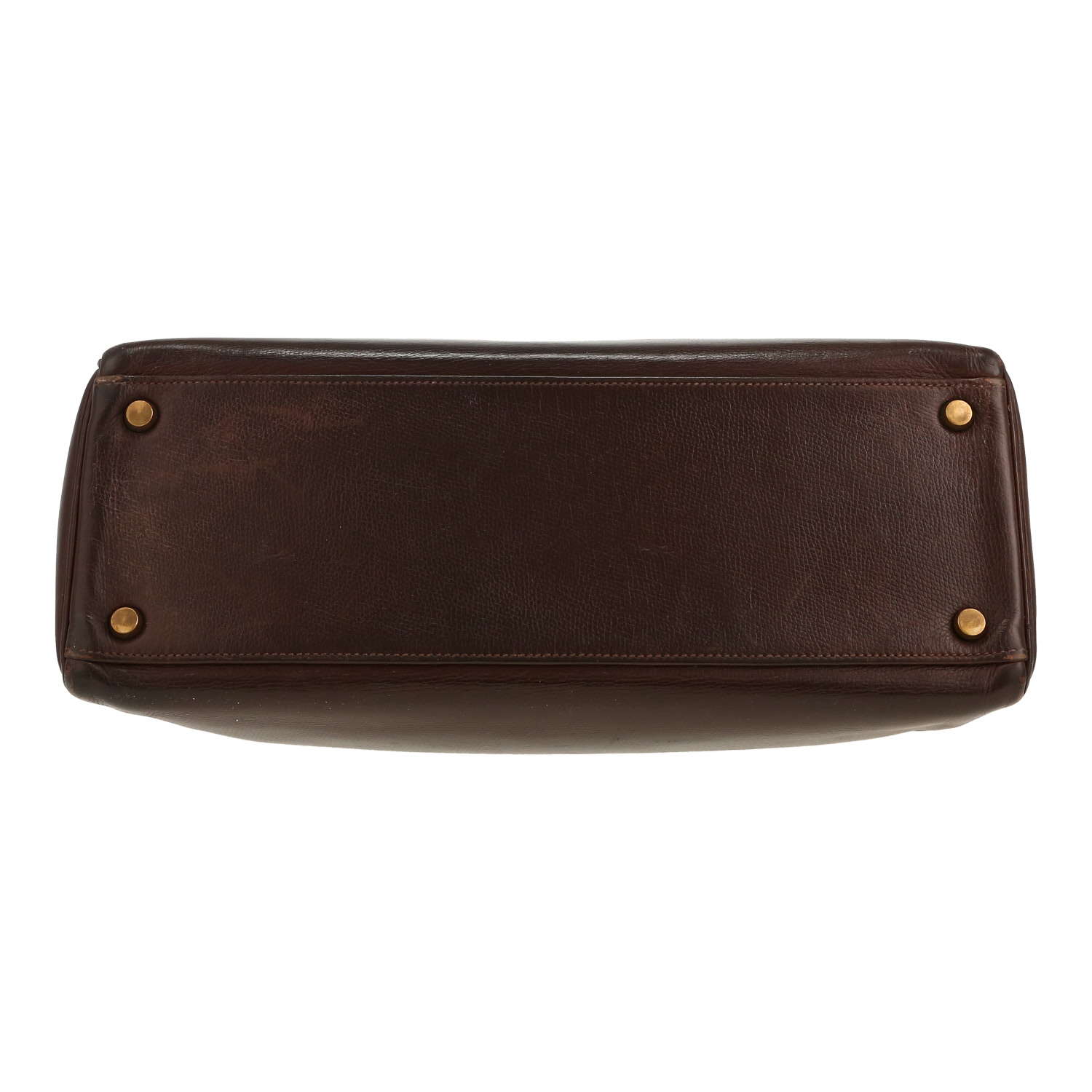 Hermès  Kelly 32 cm handbag  in brown grained leather - Detail D1