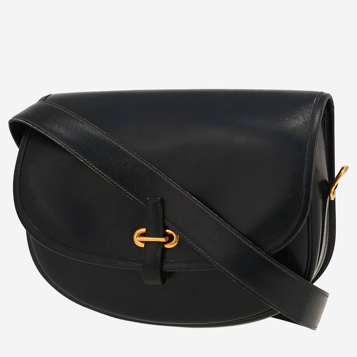 Hermès  Balle De Golf bag worn on the shoulder or carried in the hand  in navy blue box leather