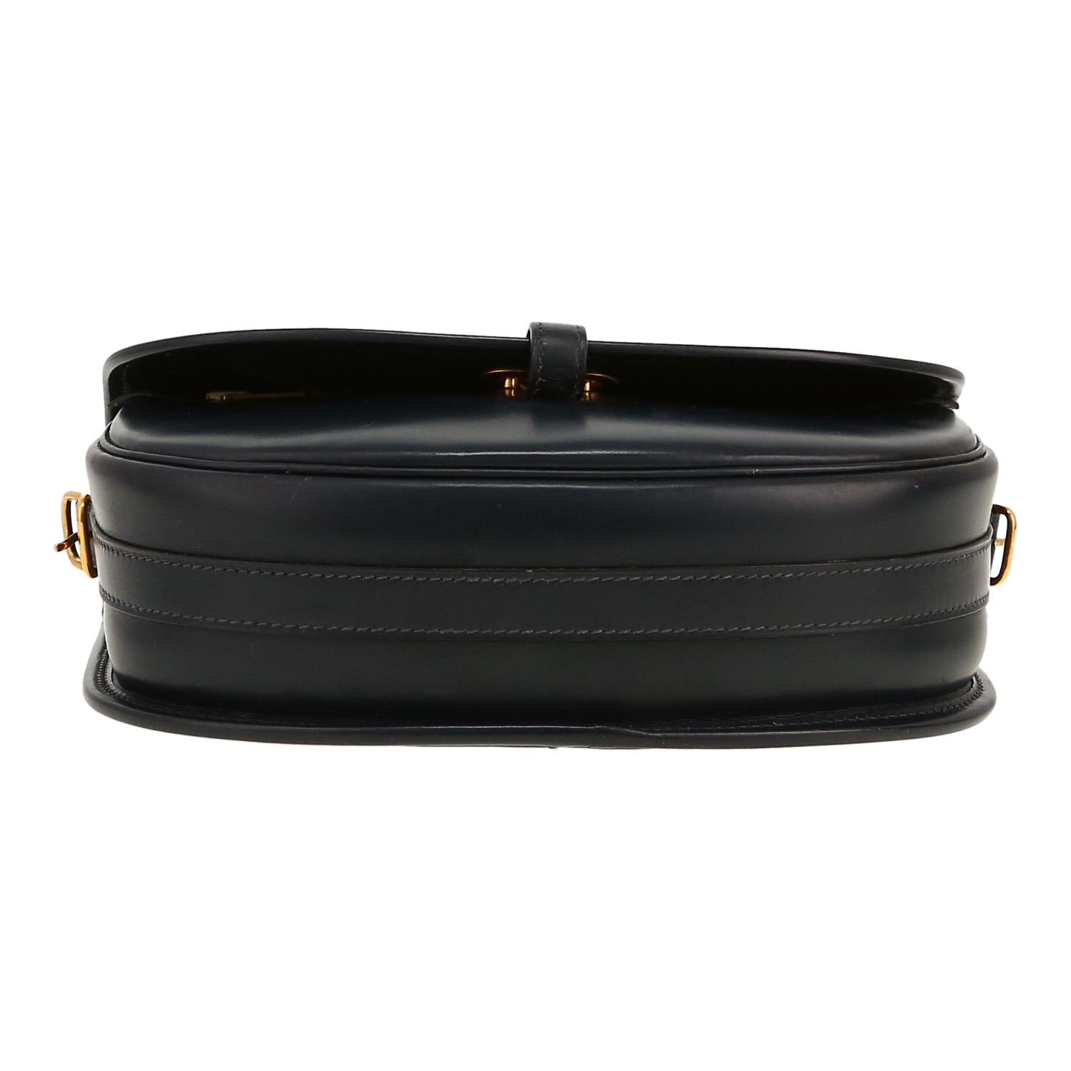 Bolso para llevar al hombro o en la mano Hermès  Balle De Golf en cuero box azul marino - Detail D1