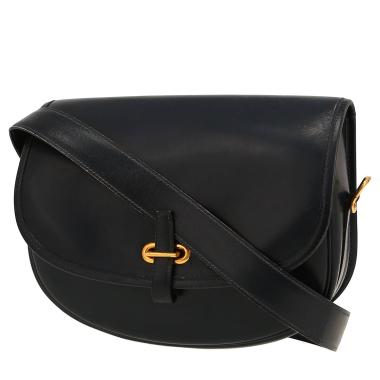 Sac porté épaule ou main Hermès  Balle De Golf en cuir box bleu-marine