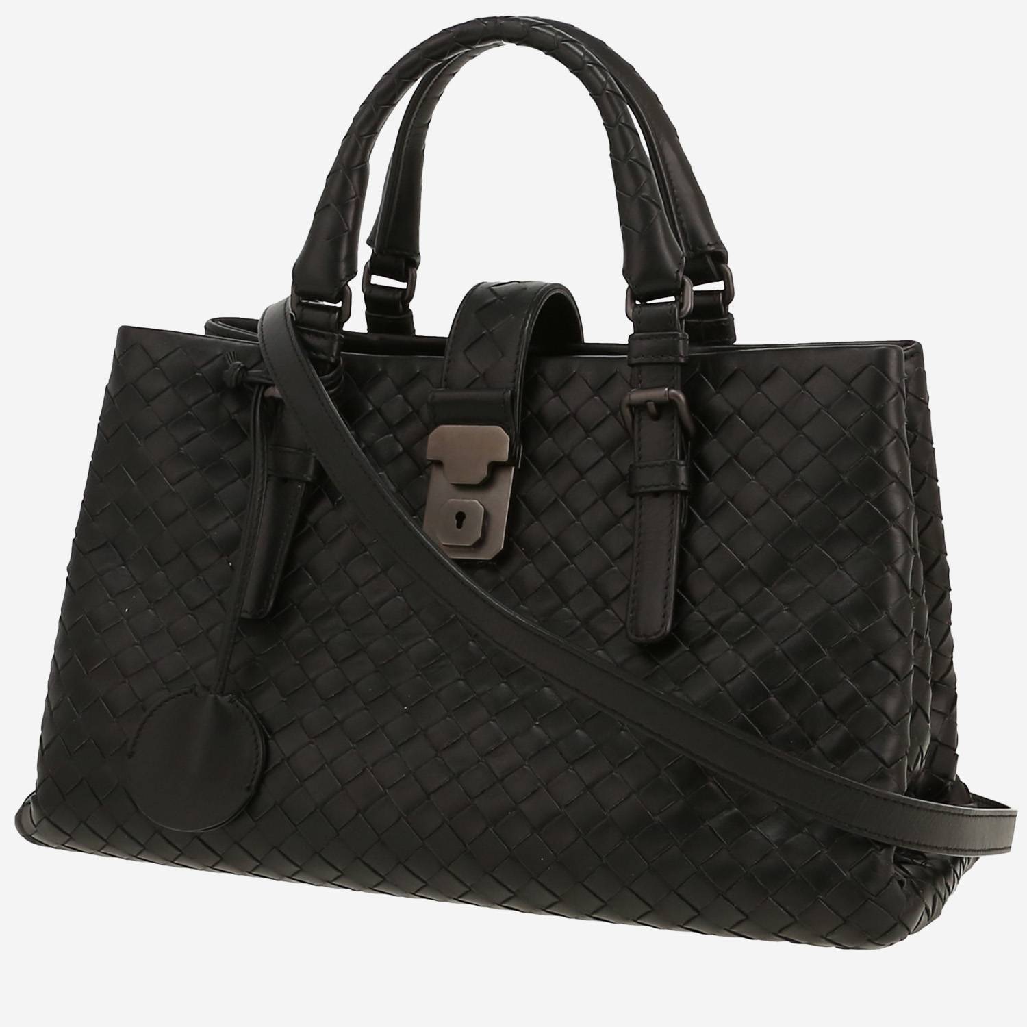 Bottega Veneta  Roma handbag  in black intrecciato leather