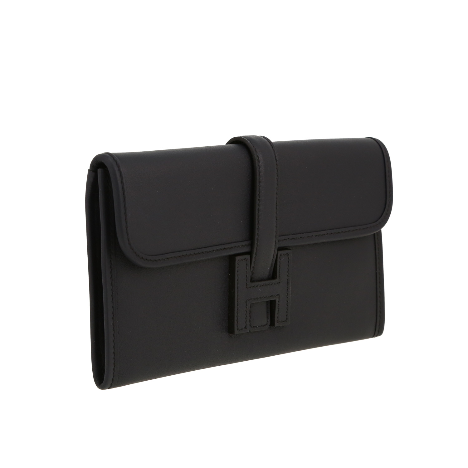 Hermès ‘Jige’ clutch bag in Bleu Indigo Swift leather - Detail D5