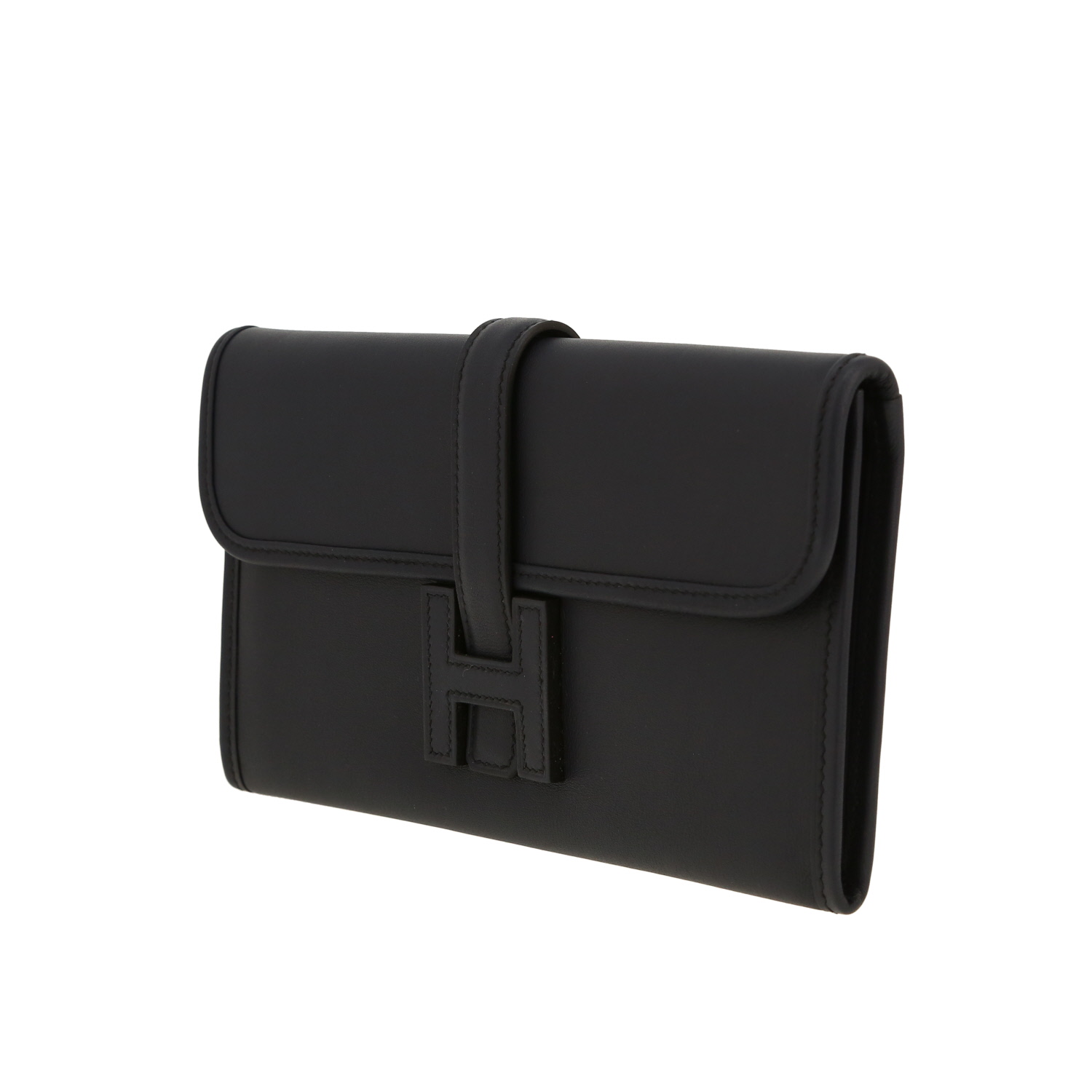 Hermès ‘Jige’ clutch bag in Bleu Indigo Swift leather - Detail D8