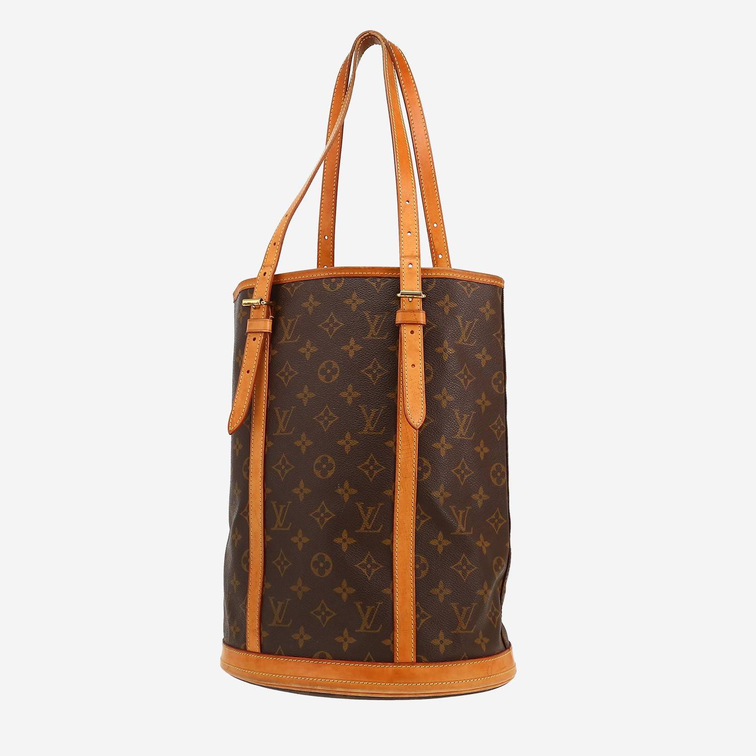 Sac à main Louis Vuitton  Bucket en toile monogram enduite marron et cuir naturel