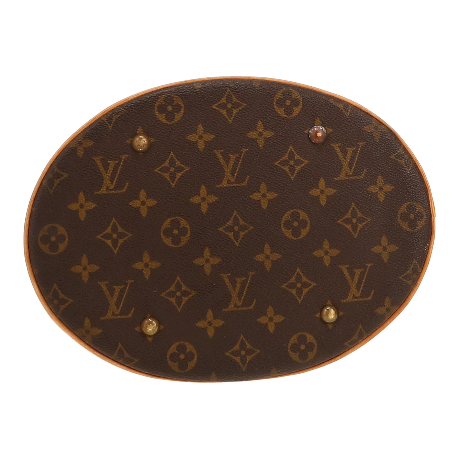 Bolso de mano Louis Vuitton  Bucket en lona Monogram revestida marrón y cuero natural - Detail D1