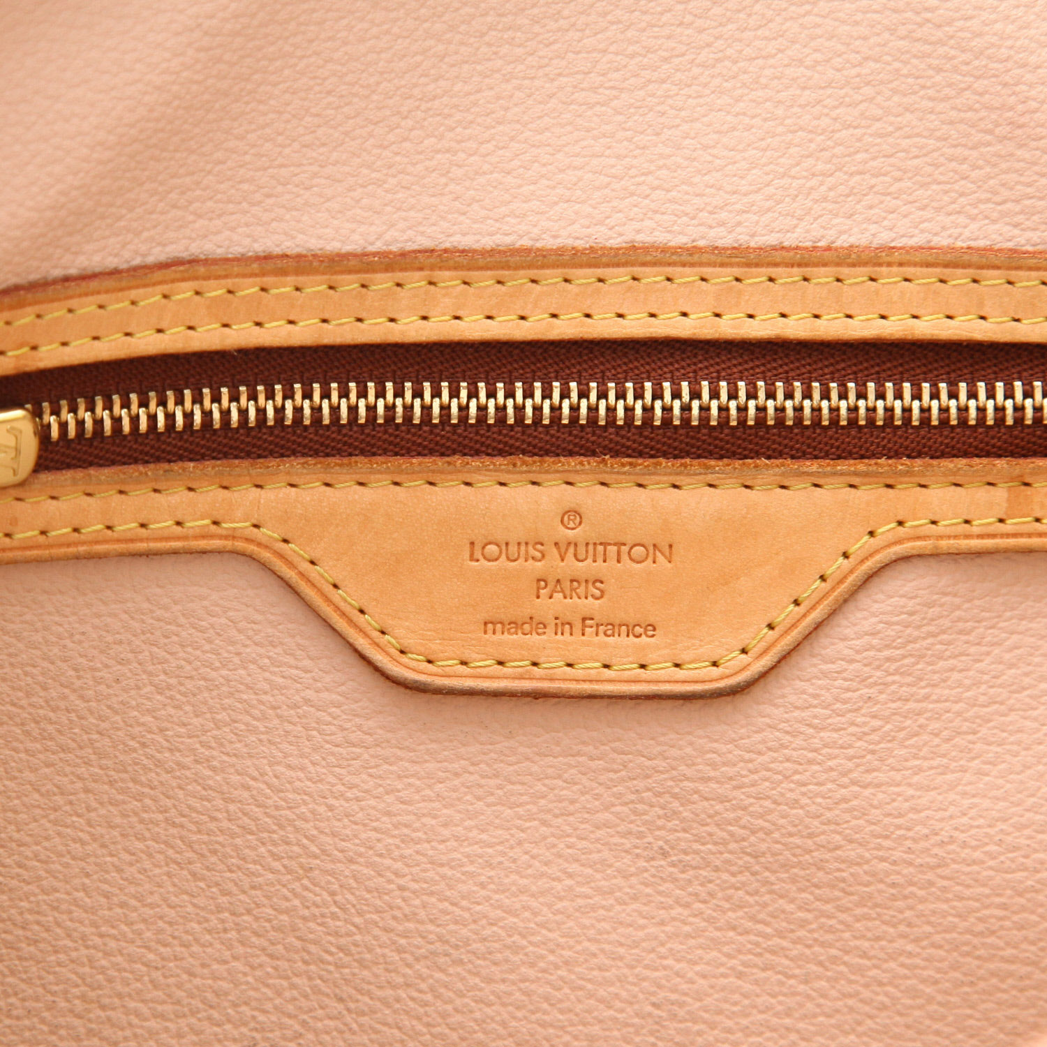 Borsa Louis Vuitton  Bucket in tela monogram cerata marrone e pelle naturale - Detail D2