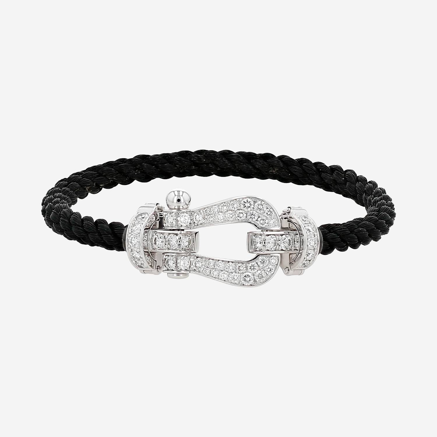 Bracciale Fred Force 10 modello grande in oro bianco e diamanti
