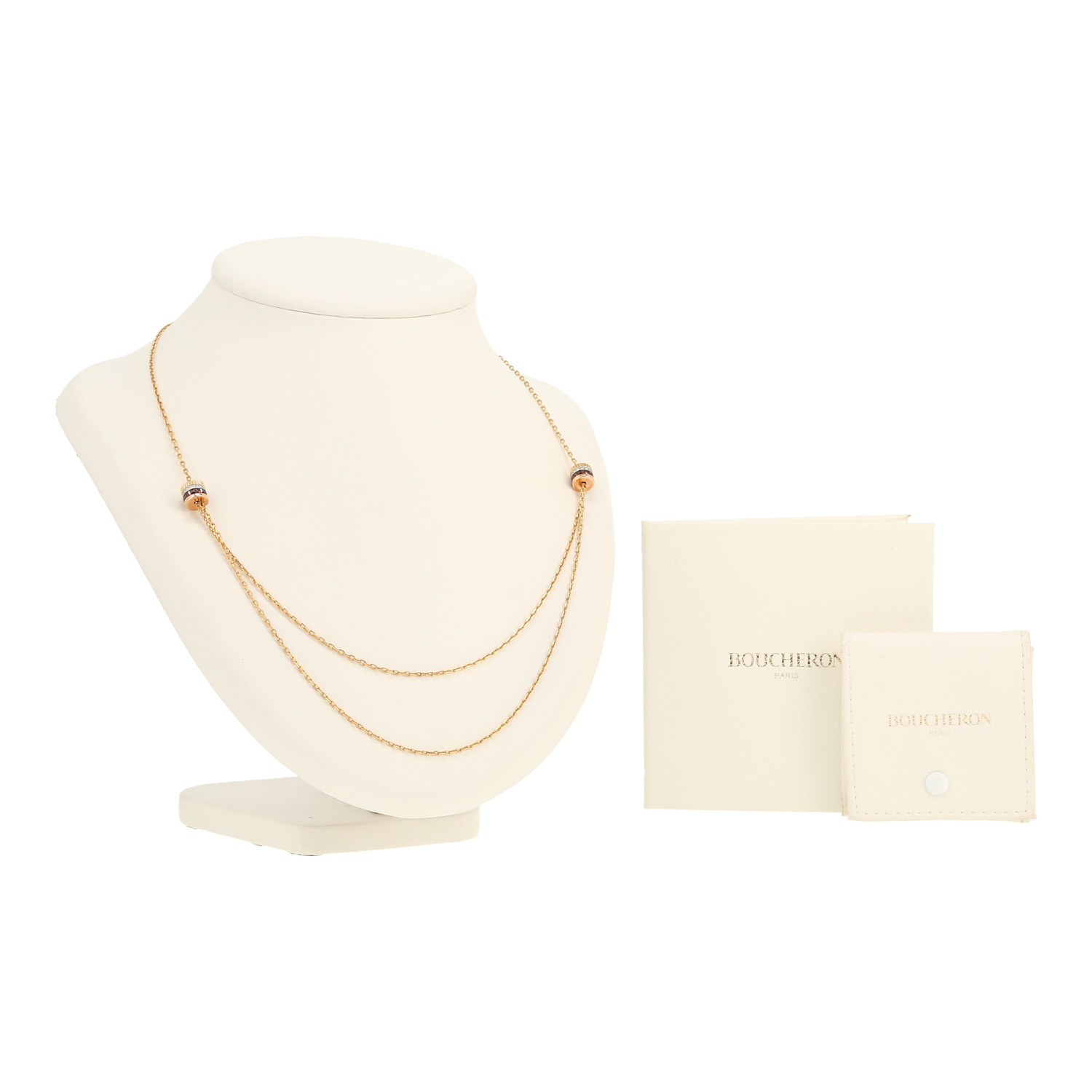 Boucheron Quatre Classique necklace in 3 golds, diamonds and PVD - Detail D2