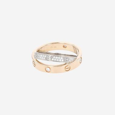 Cartier Love Astro ring in pink gold, white gold and diamonds