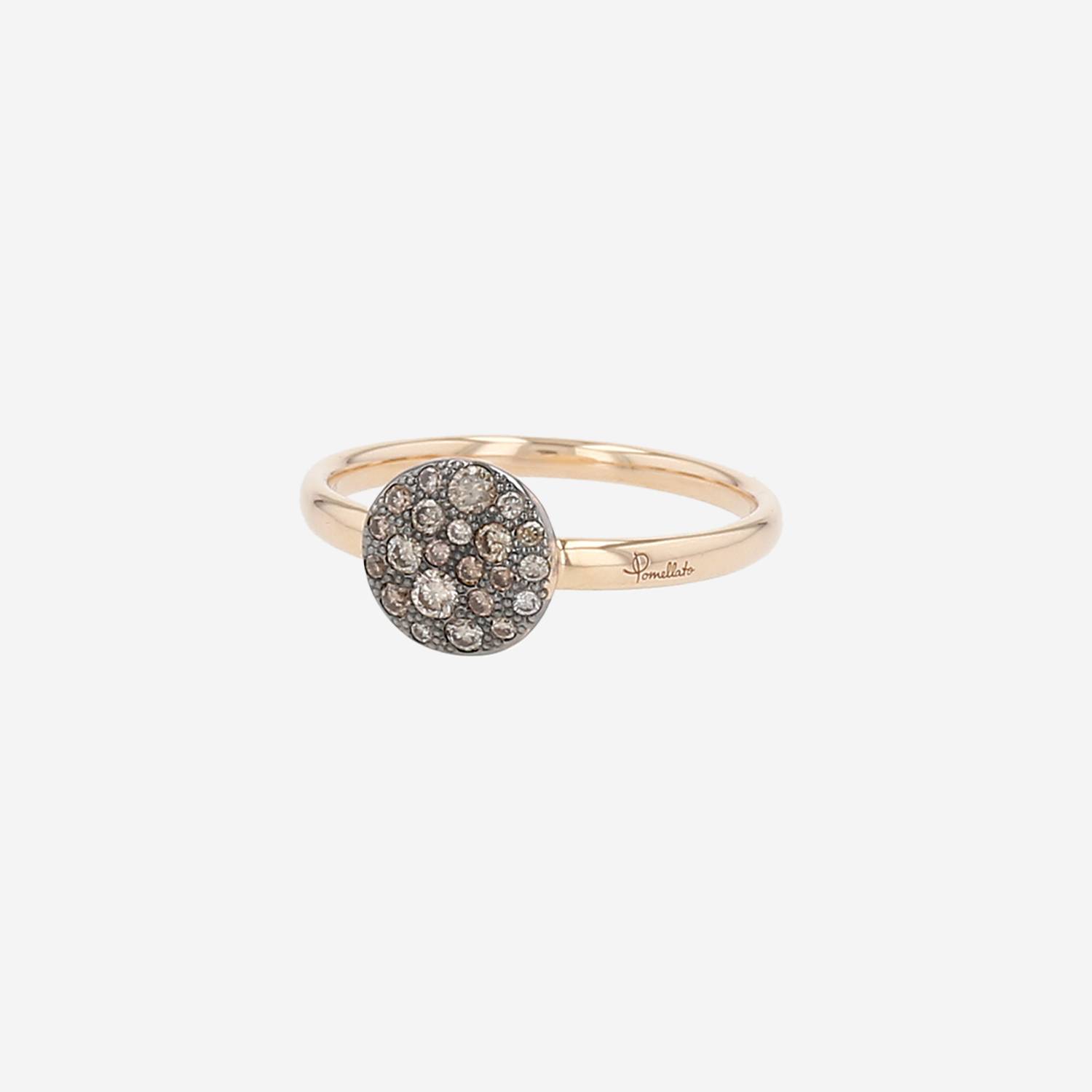 Pomellato Sabbia small model ring in pink gold, blackened gold and brown diamonds