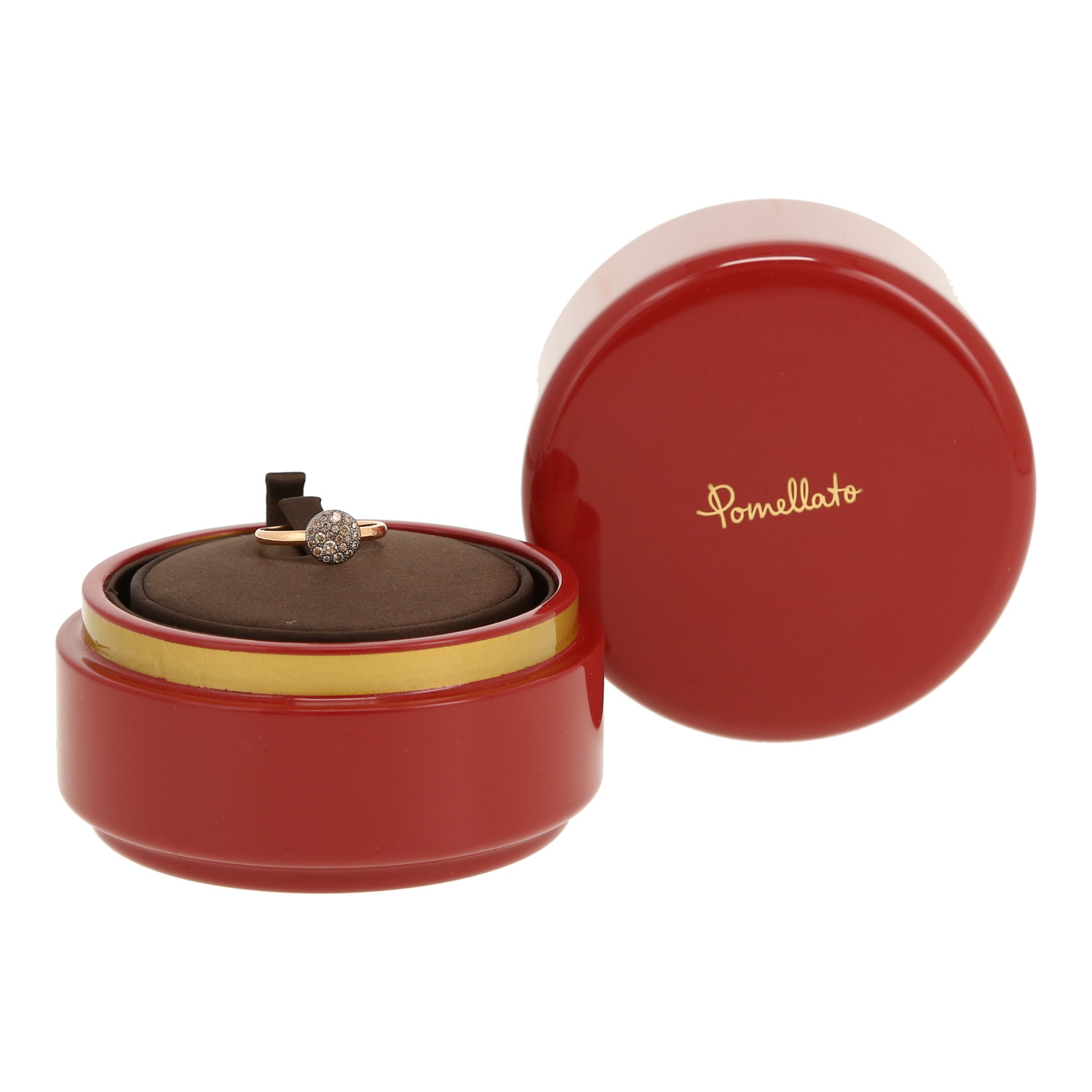 Sortija Pomellato Sabbia modelo pequeño de oro rosa, oro negro y diamantes marrones - Detail D2