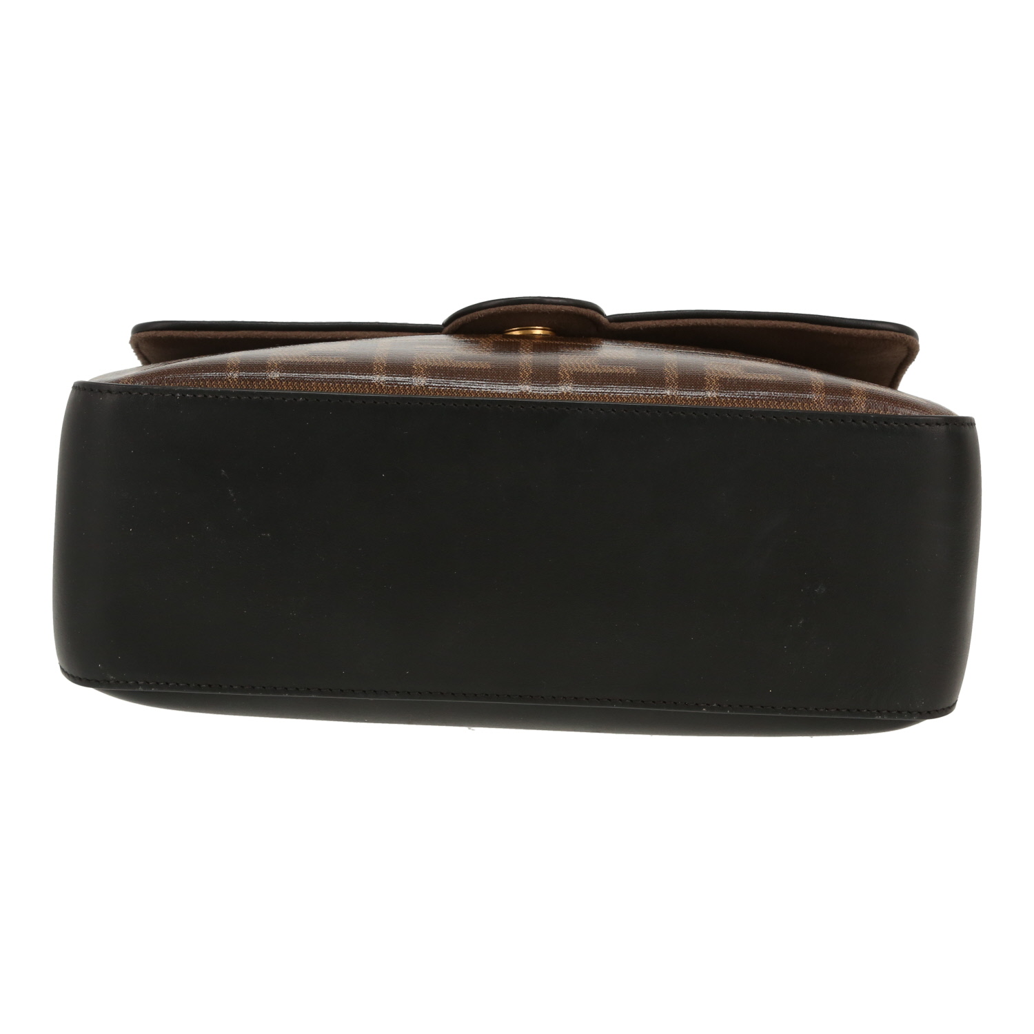 Bolso bandolera Fendi   en cuero negro y lona monogram marrón - Detail D1