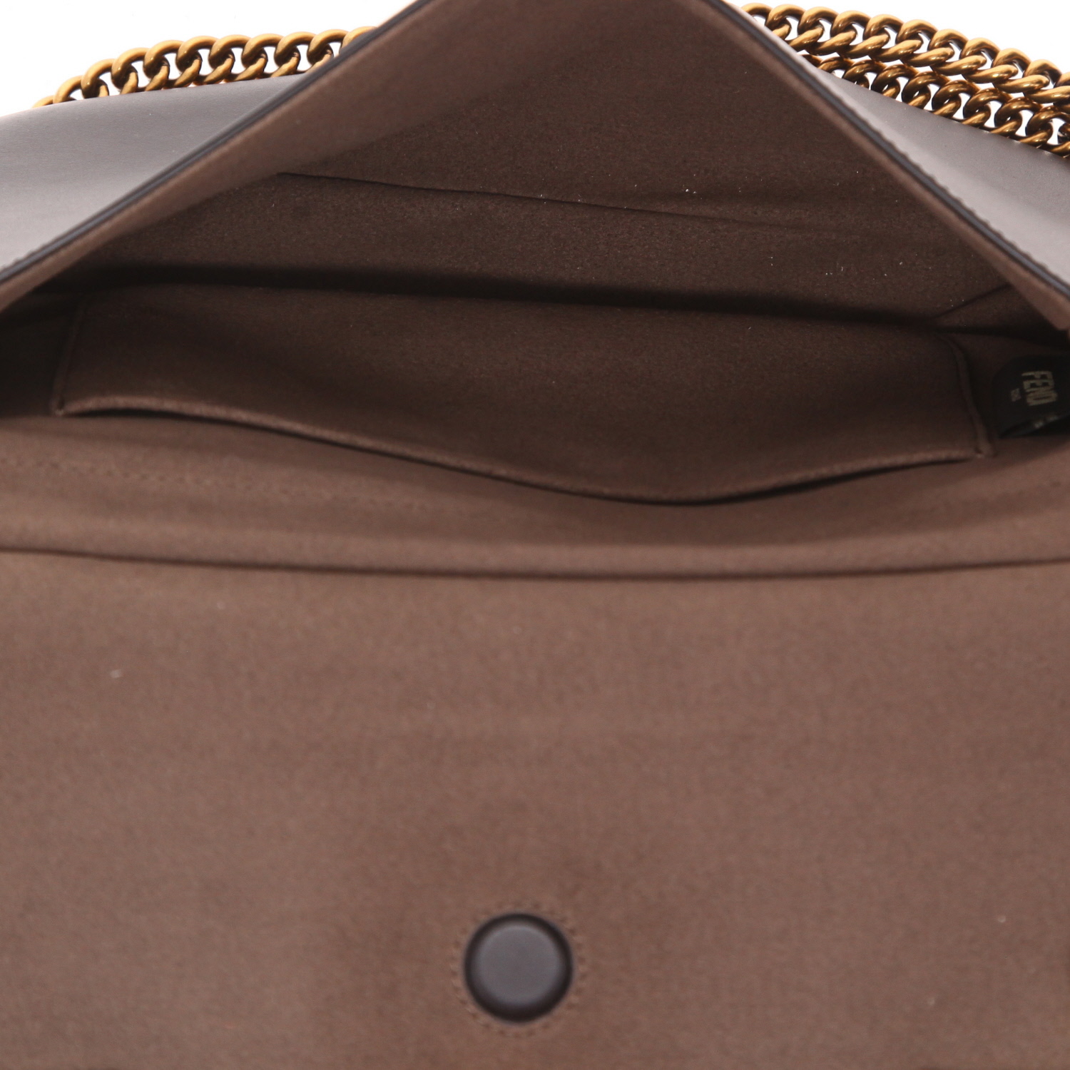 Bolso bandolera Fendi   en cuero negro y lona monogram marrón - Detail D4