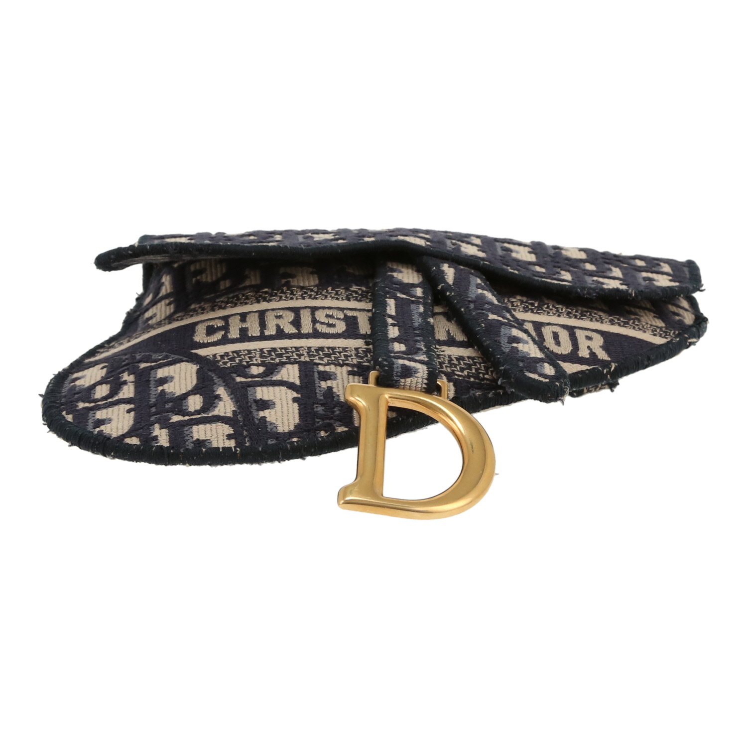 Dior  Pochette Saddle shoulder bag  in navy blue monogram canvas Oblique - Detail D1