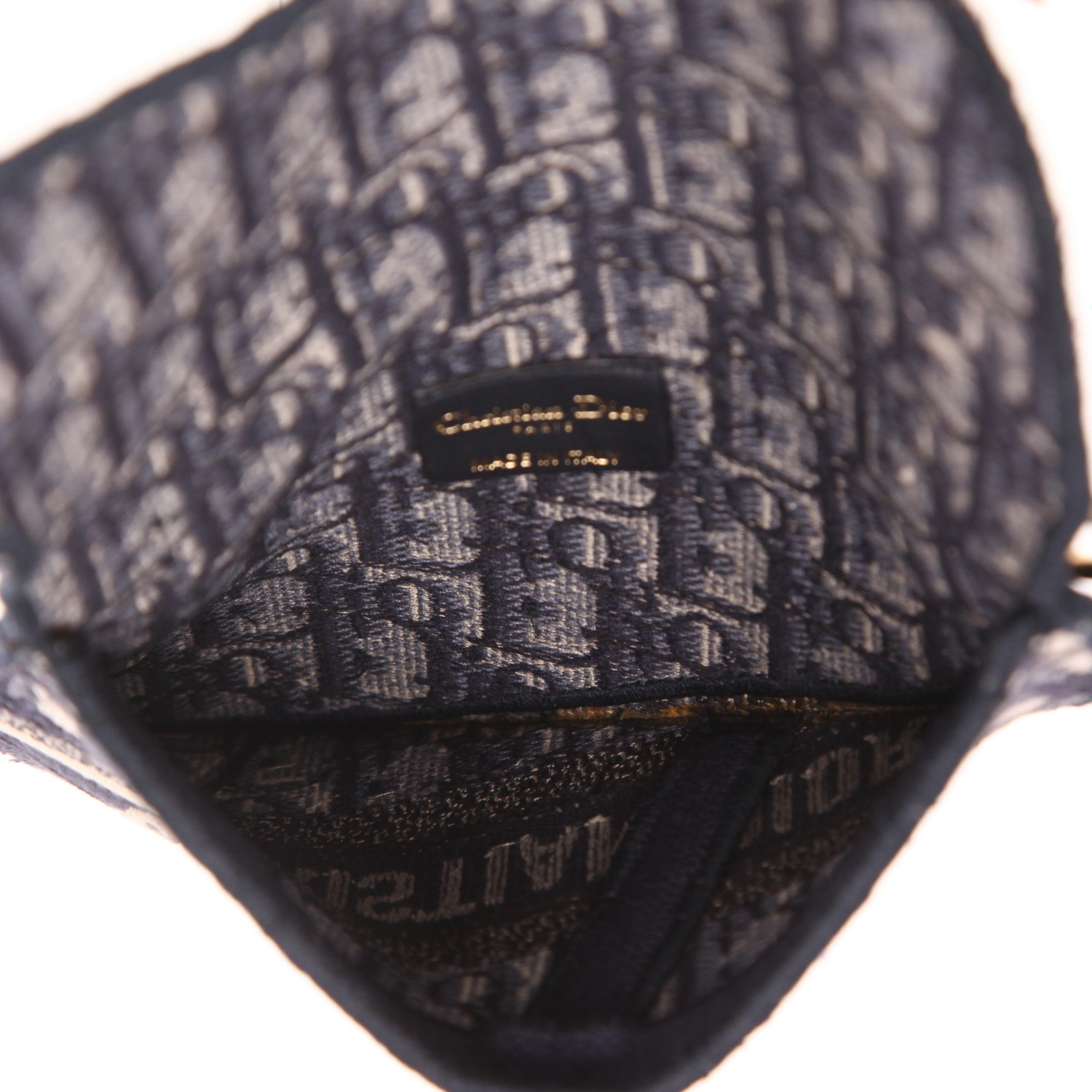 Borsa a tracolla Dior  Pochette Saddle in tessuto a monogramma Oblique blu marino - Detail D3