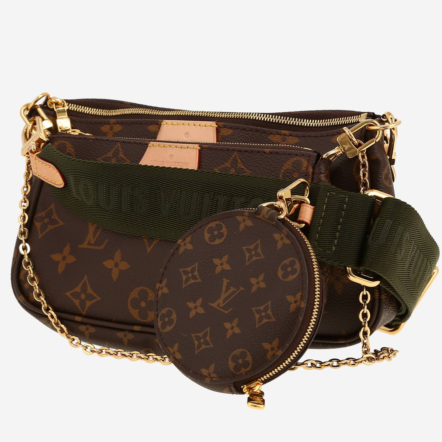 Sac/pochette Louis Vuitton  Multi-Pochette Accessoires en toile monogram marron et cuir naturel