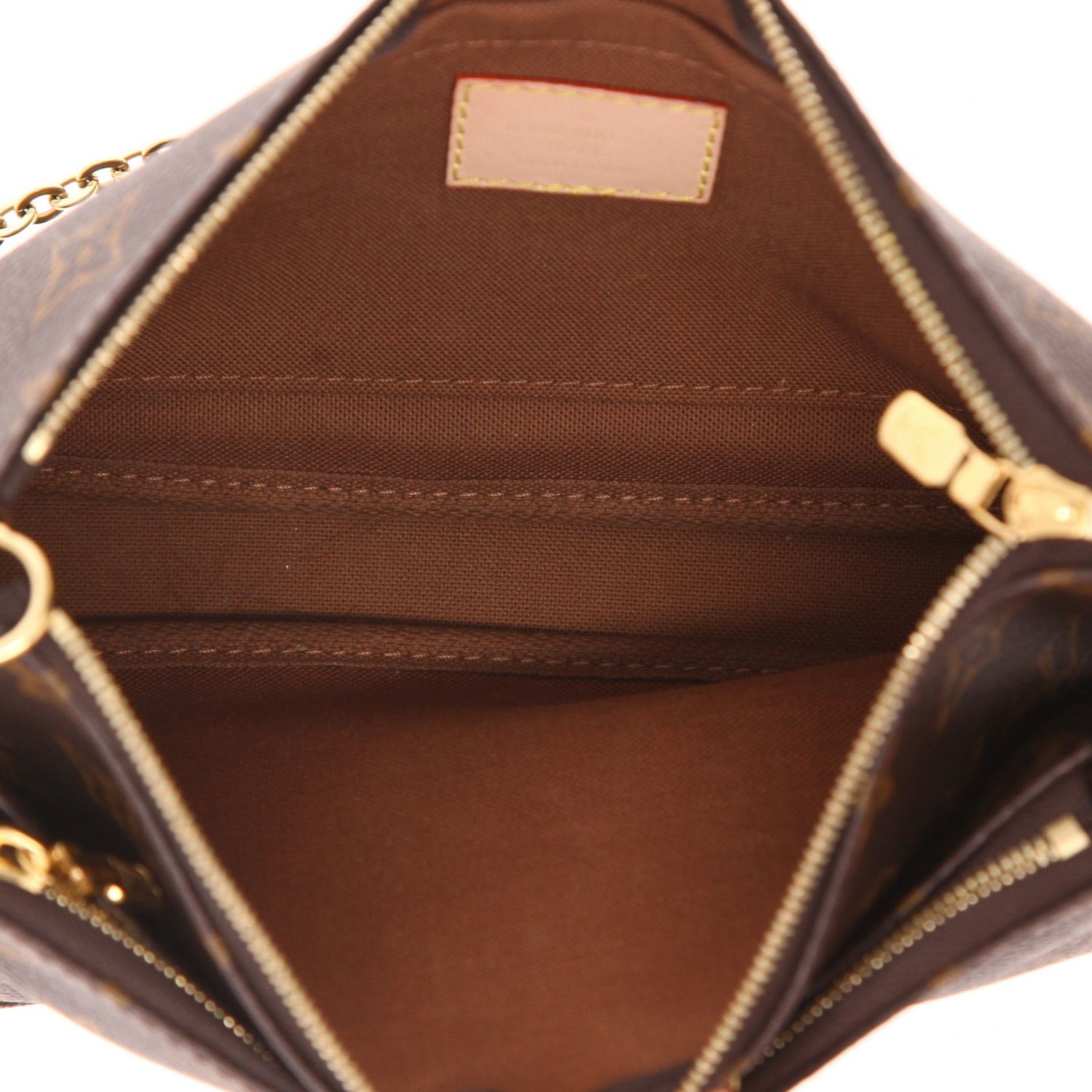 Sac/pochette Louis Vuitton  Multi-Pochette Accessoires en toile monogram marron et cuir naturel - Detail D3