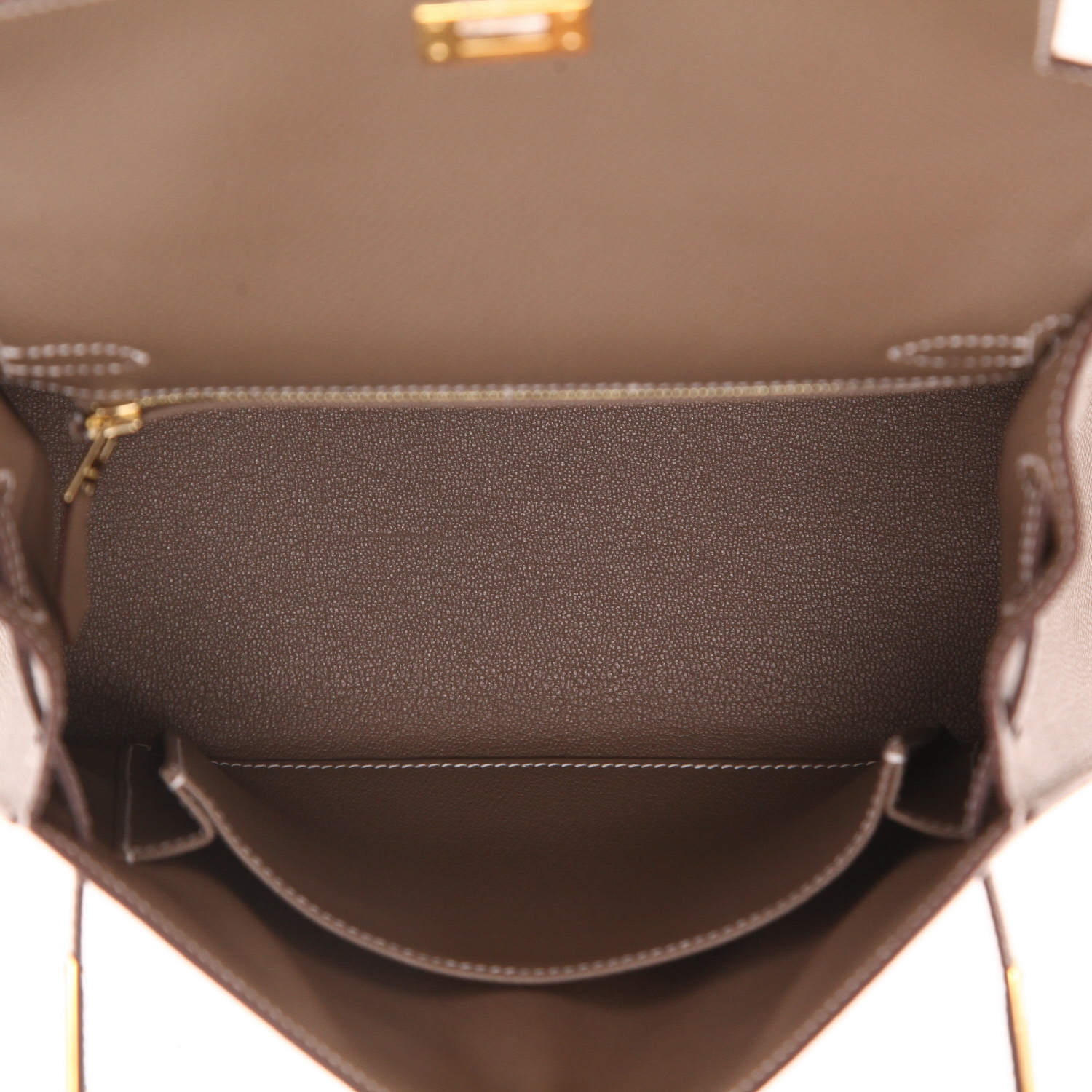 Sac à main Hermès  Kelly 25 cm en cuir epsom étoupe - Detail D3