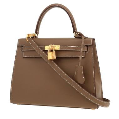 Borsa Hermès  Kelly 25 cm in pelle Epsom etoupe