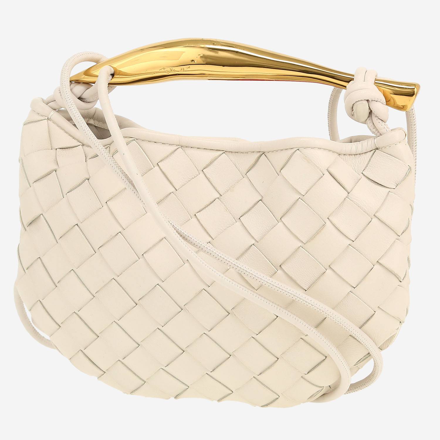 Sac bandoulière Bottega Veneta  Sardine mini  en cuir intrecciato blanc
