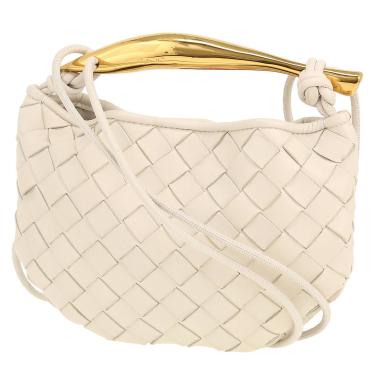 Bottega Veneta  Sardine mini  shoulder bag  in white intrecciato leather