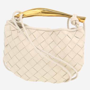 Sac bandoulière Bottega Veneta  Sardine mini  en cuir intrecciato blanc