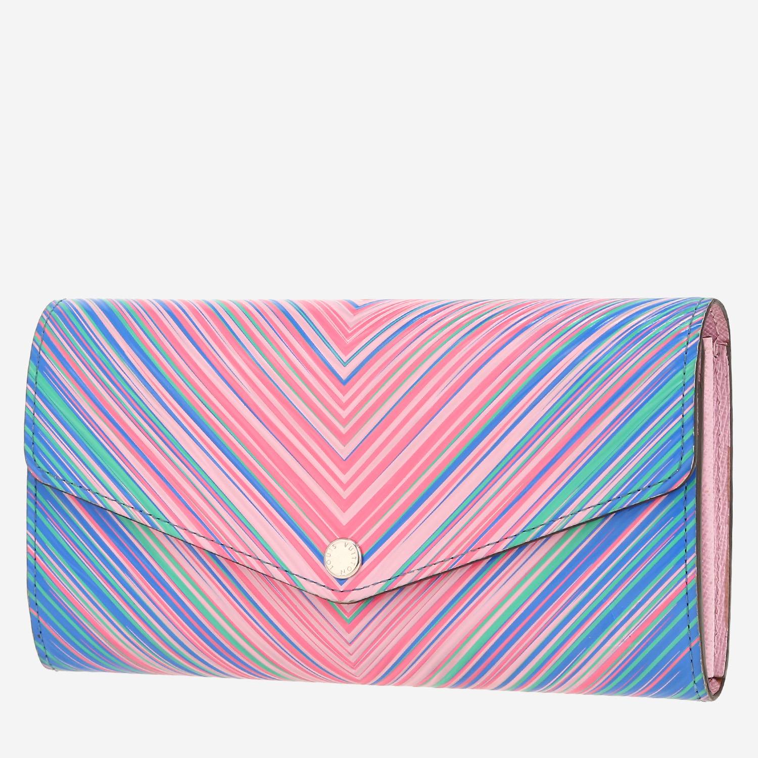Billetera Louis Vuitton  Sarah en cuero rosa azul y verde