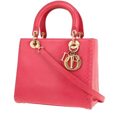 Bolso de mano Dior  Lady Dior en piel de pitón rosa