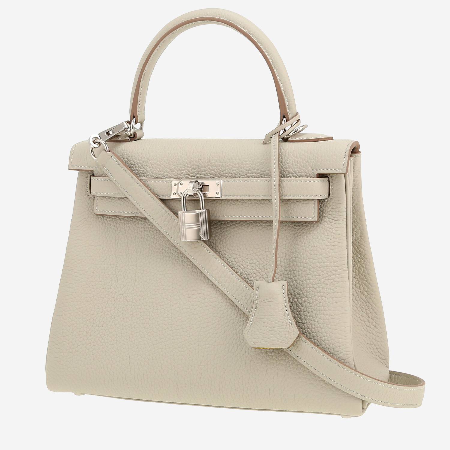 Borsa Hermès  Kelly 25 cm in pelle togo Gris Perle