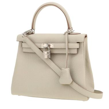 Sac à main Hermès  Kelly 25 cm en cuir togo Gris Perle