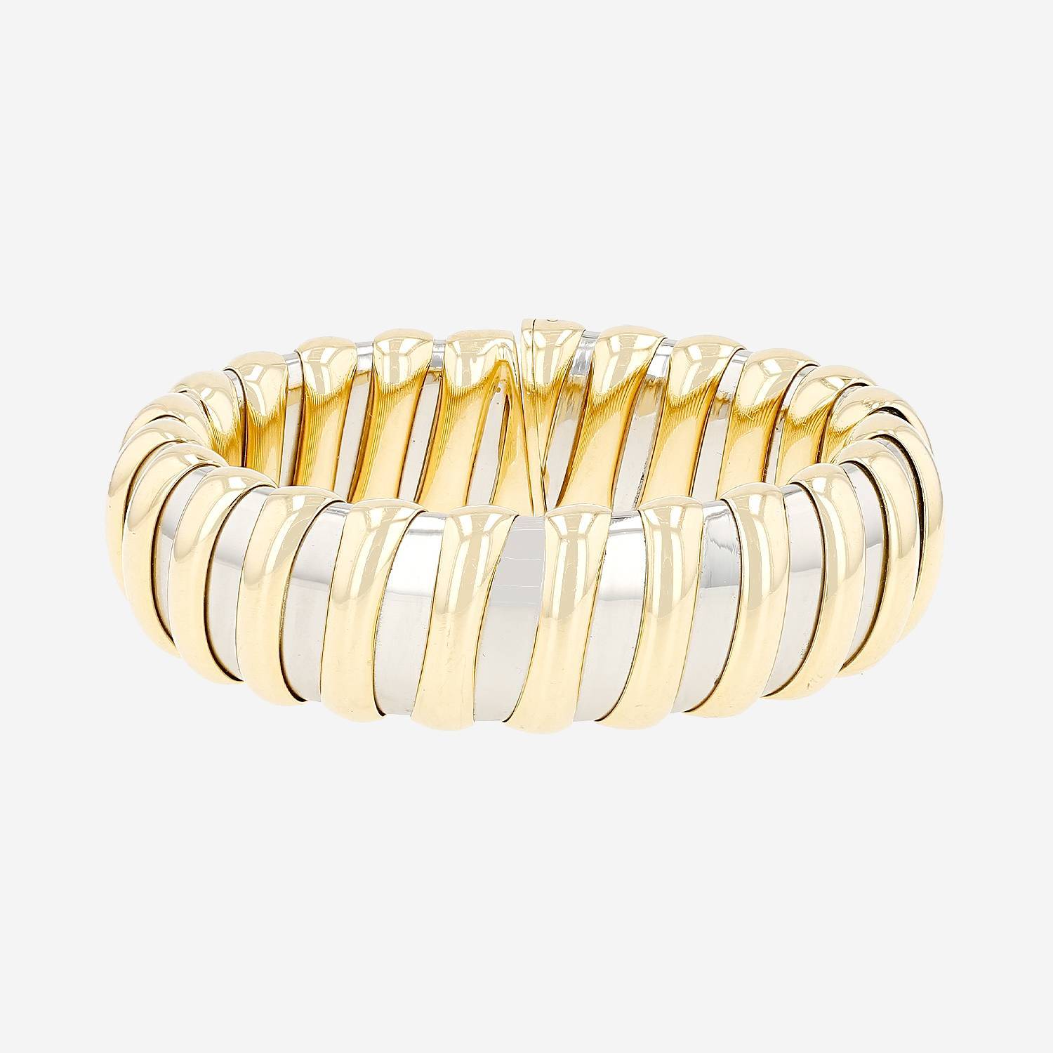 Half-flexible Bulgari  bracelet in yellow gold and stainless steel