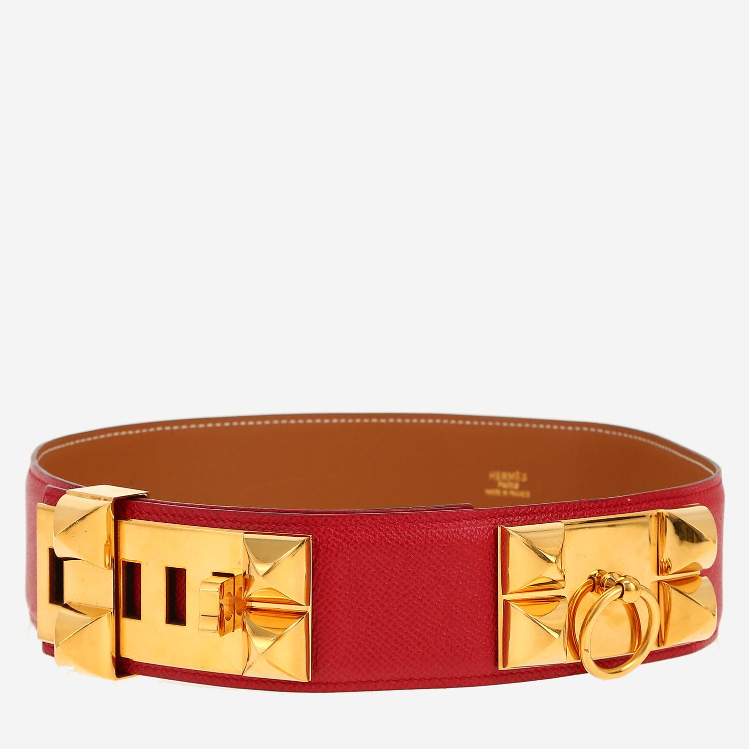 Hermès  Médor belt  in red Courchevel leather