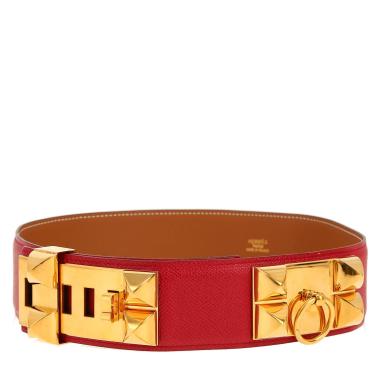 Hermès  Médor belt  in red Courchevel leather