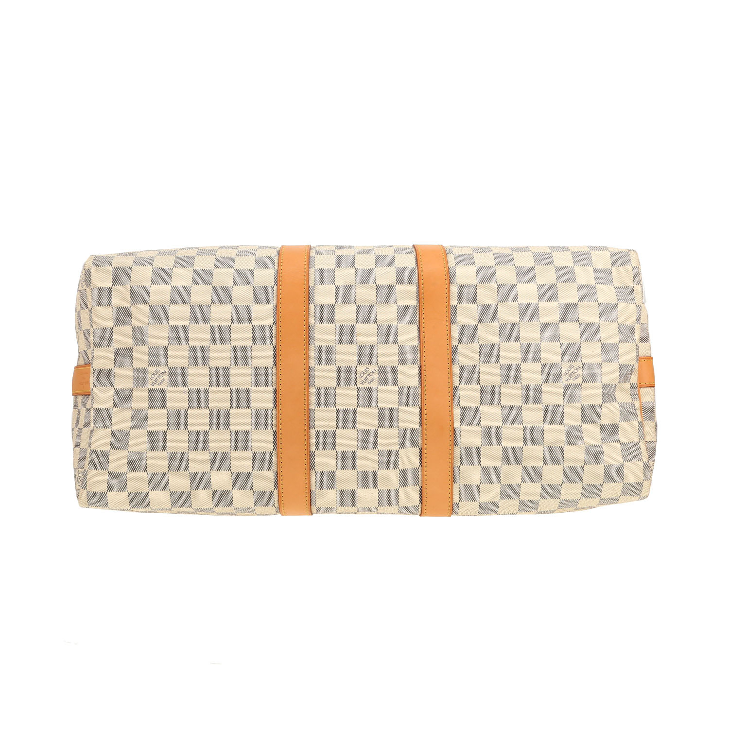 Sac de voyage Louis Vuitton  Keepall 45 en toile damier azur et cuir naturel - Detail D1