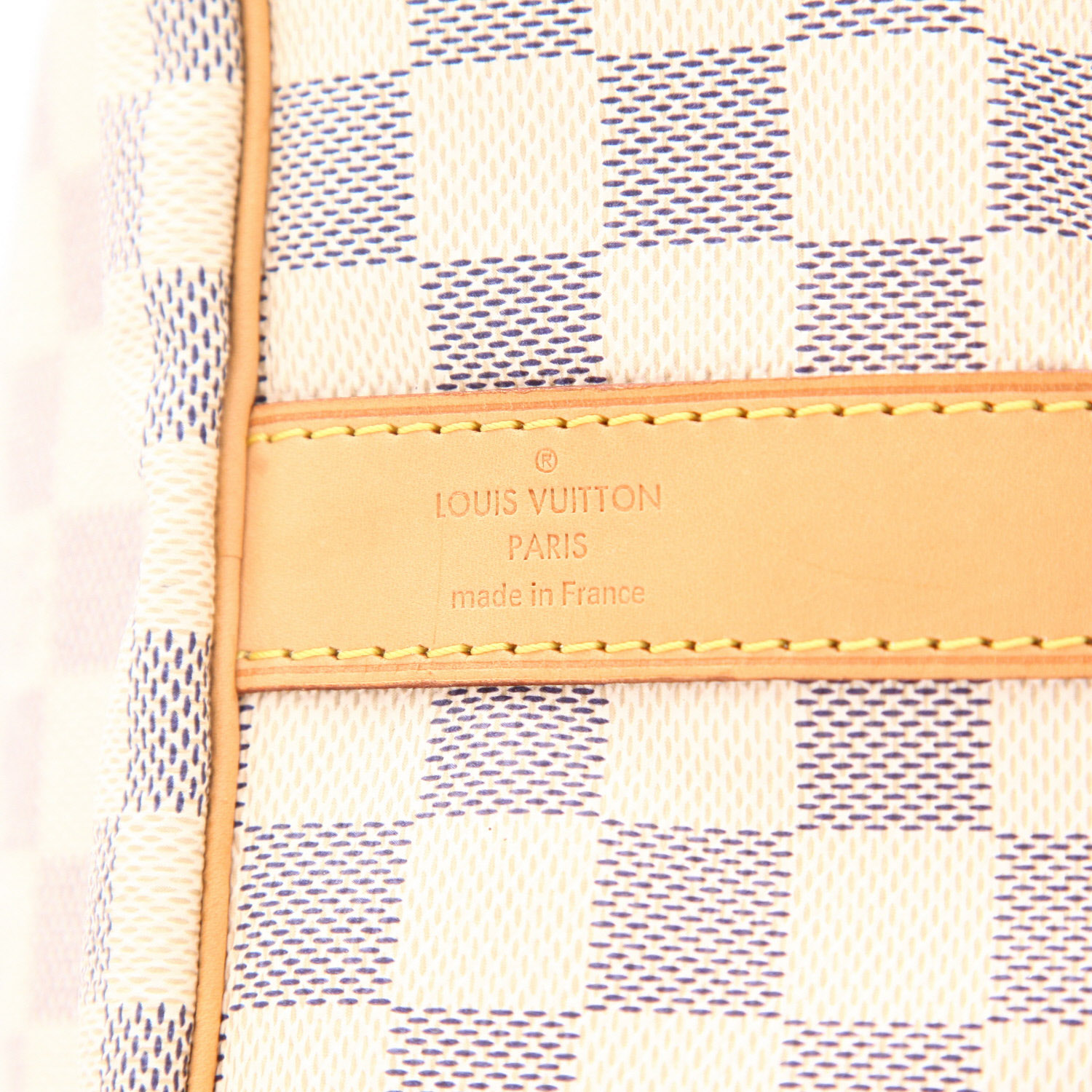 Louis Vuitton  Keepall 45 travel bag  in azur damier canvas  and natural leather - Detail D2