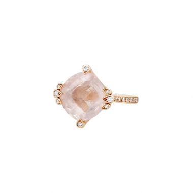 Bague Cartier Inde Mystérieuse en or rose, quartz rose et diamants